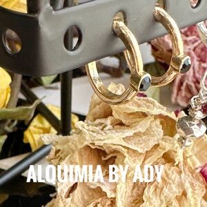 Alquimia Gold and Black Hoop Earrings